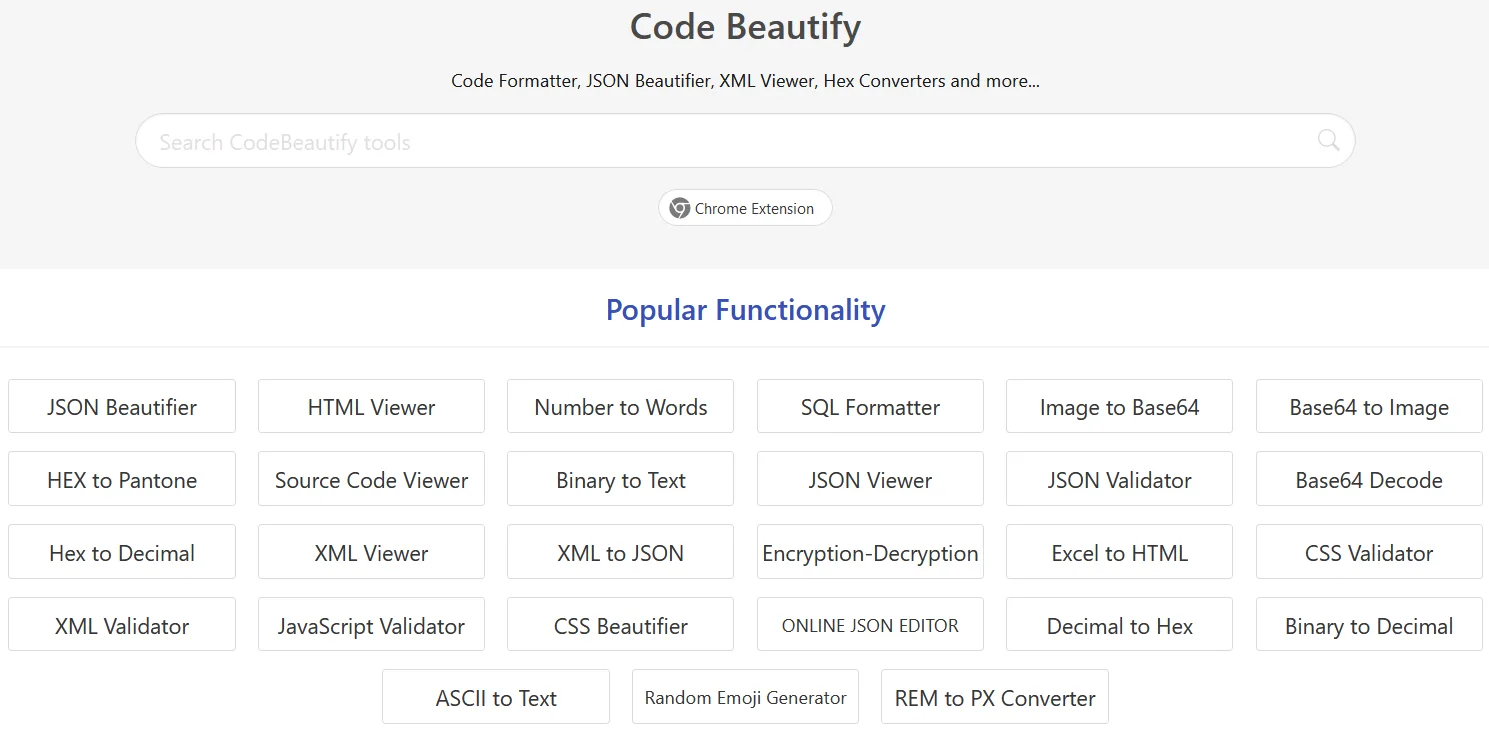 CodeBeautify screenshot