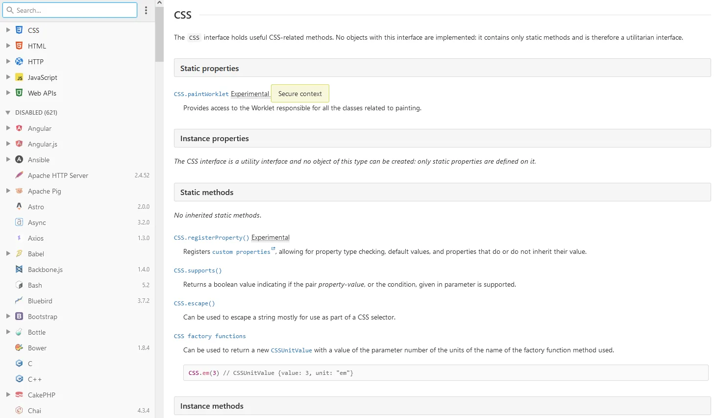 DevDocs screenshot