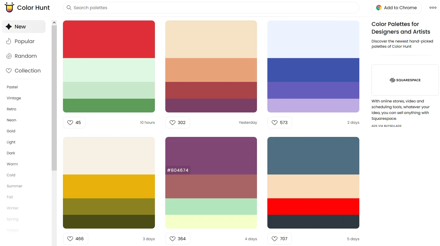 Colorhunt screenshot