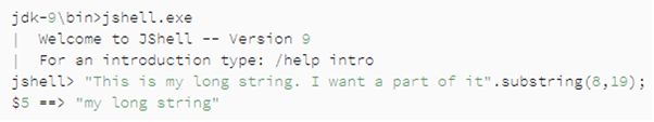 kód príkazového riadku JShell v Java SE 9
