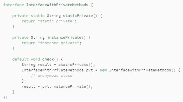 Kód privátnych a statických metód v Java 9