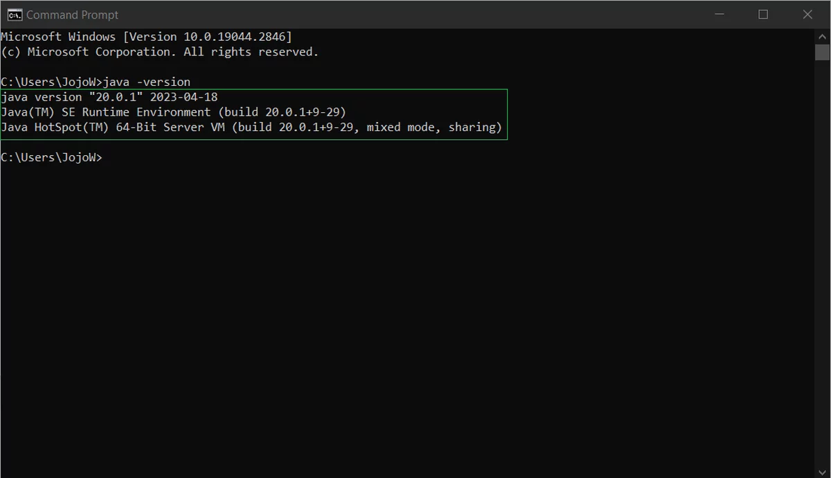 The JDK installation is successful if it displays the installed version number