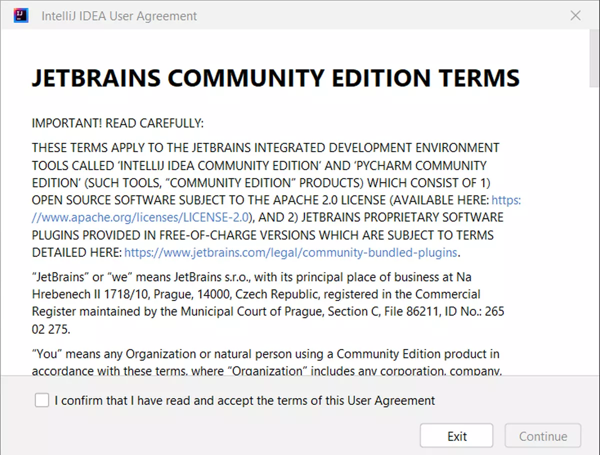 Licensing Terms, you must agree to them to continue