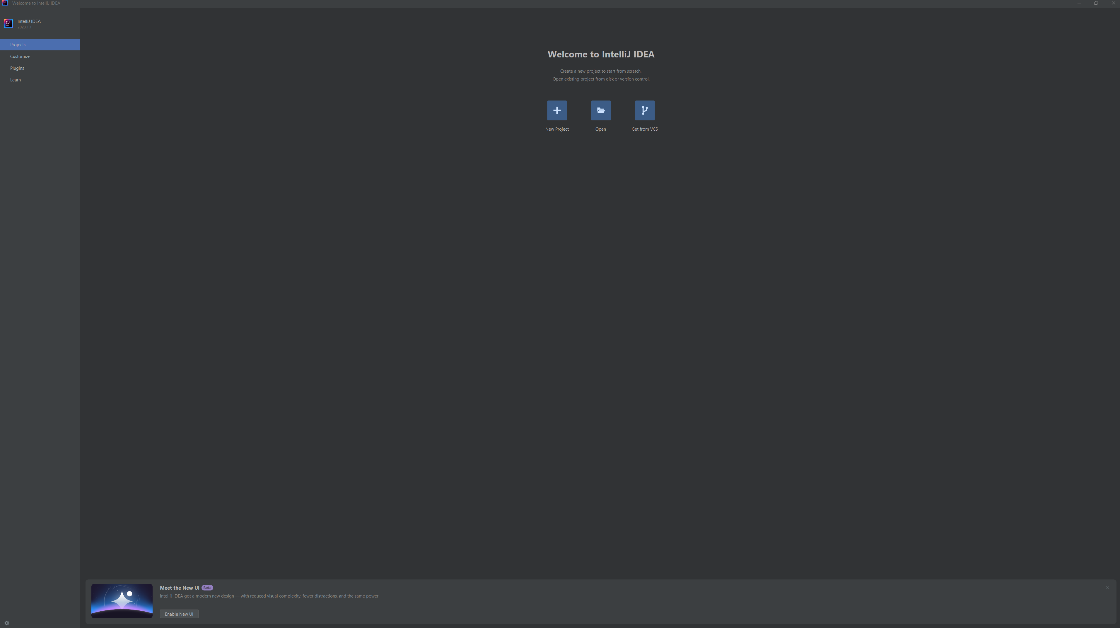 IntelliJ IDEA Home Screen
