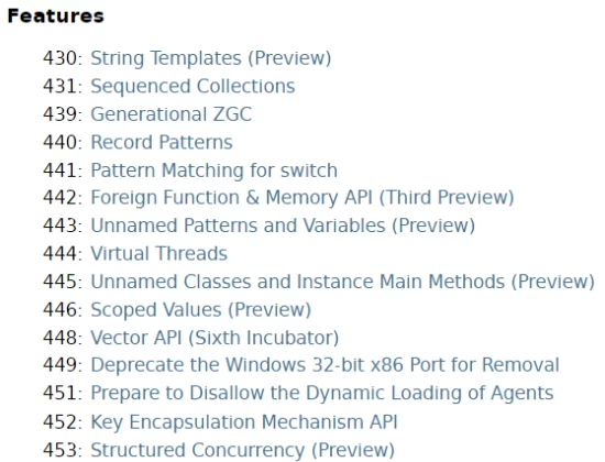 Java JDK 21 Funktionen