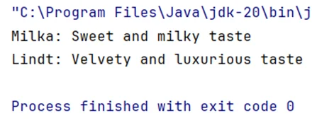factory design pattern program output