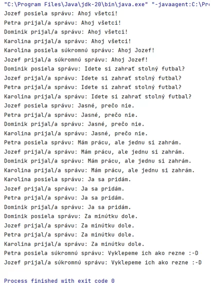 Medzi objektami (členmi diskusie) neexistujú pevné prepojenia, celá komunikácia prebieha prostredníctvom sprostredkovateľa – chatu. 
