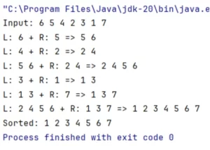 Merge sort Ausgabe aus Beispiel zusammenführen